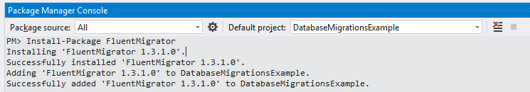 Install-Package FluentMigrator